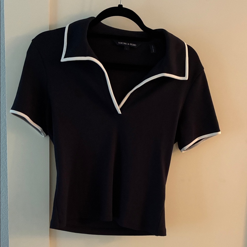 Veronica Beard Black Top with White Trim